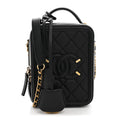 Caviar Quilted CC North South Filigree Vanity Case Black