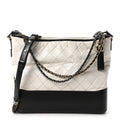 Aged Calfskin Quilted Large Gabrielle Hobo White Black