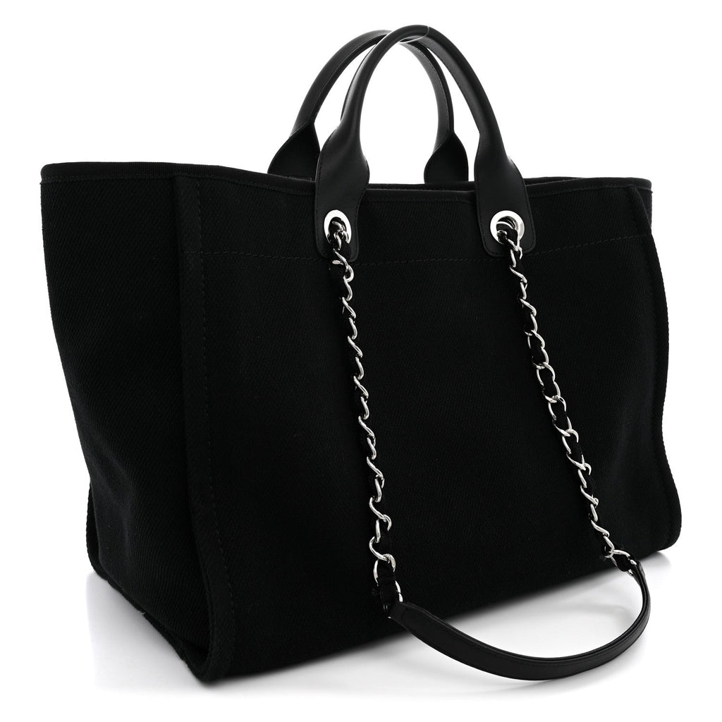 Canvas Pearl Medium Deauville Tote Black