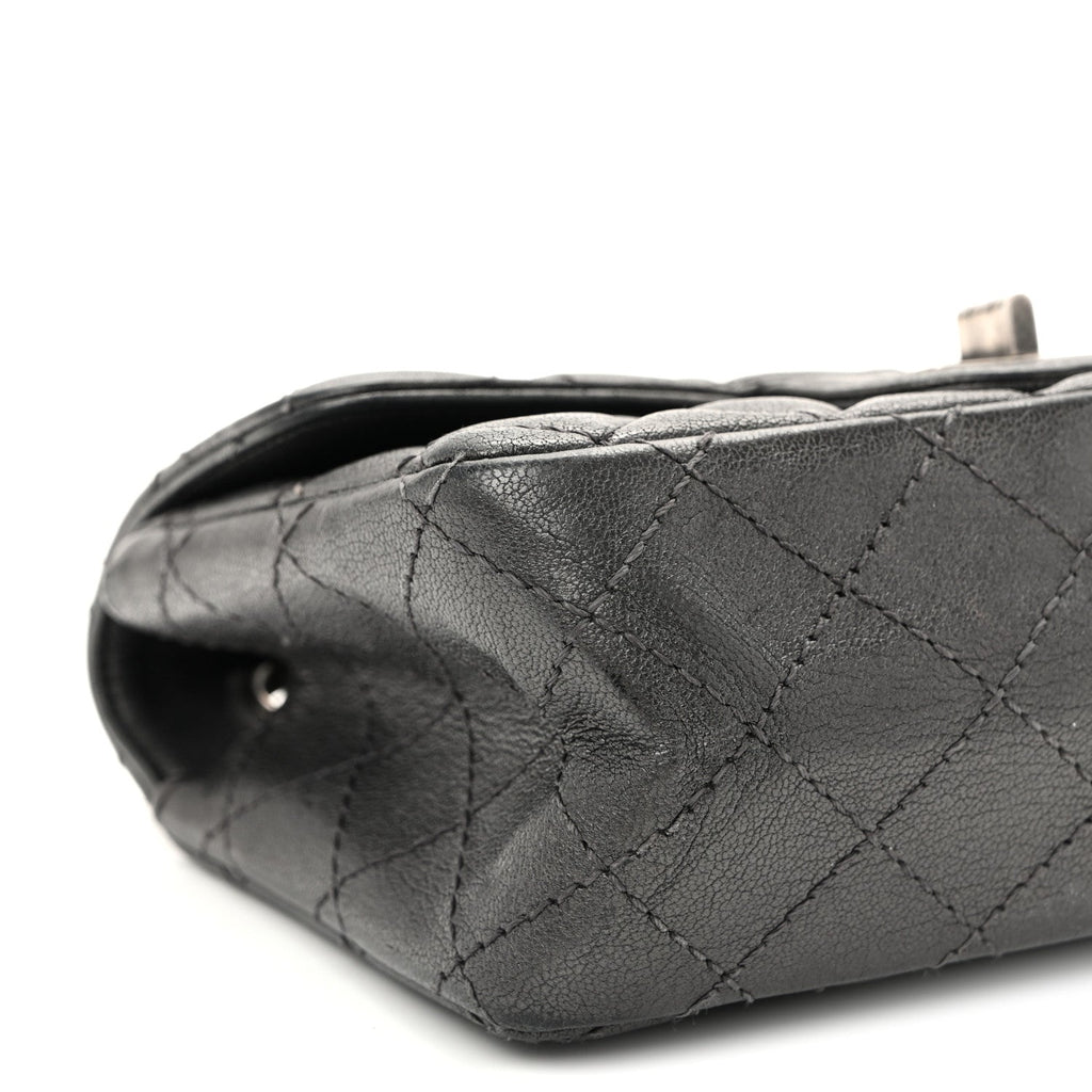 Goatskin Quilted 2.55 Reissue Mini Flap  Dark Silver