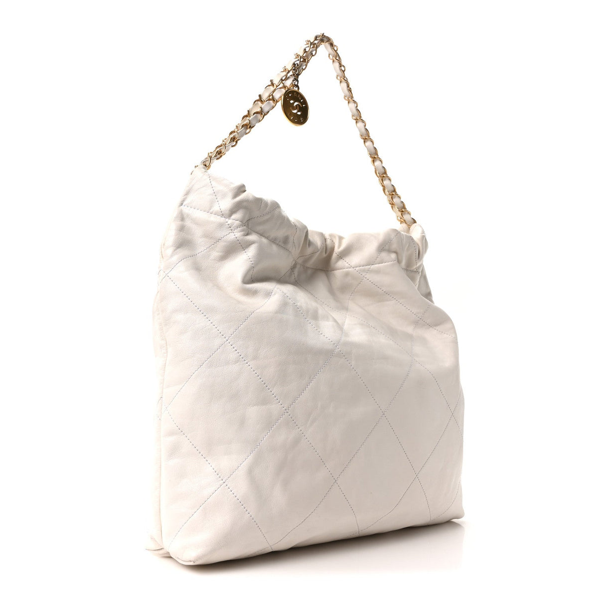 Shiny Calfskin Quilted Chanel 22 White
