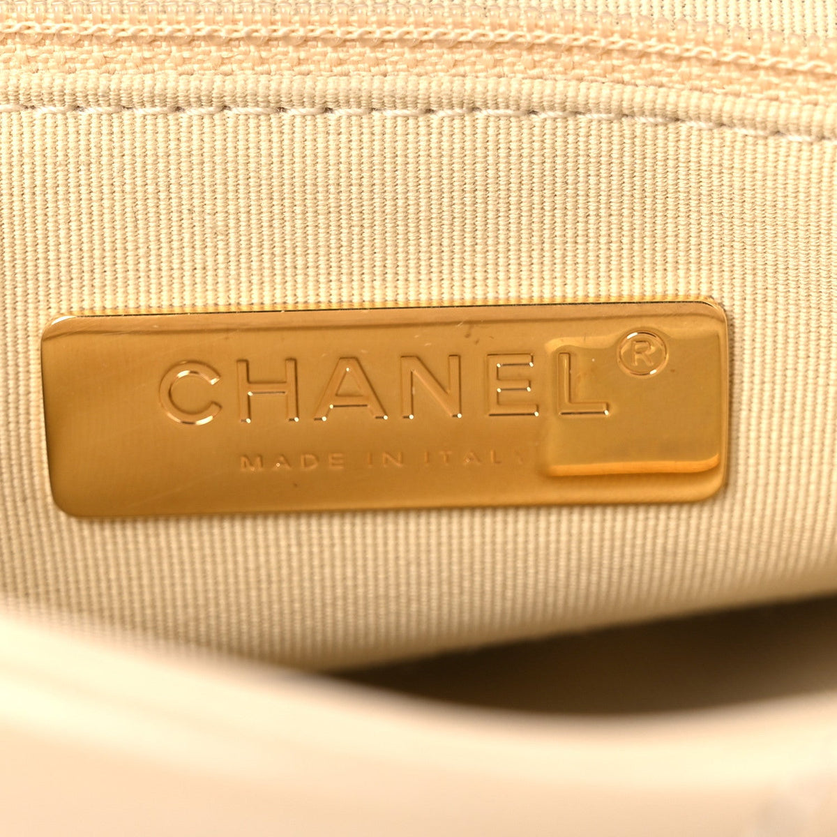 Lambskin Quilted Large Chanel 19 Flap Beige