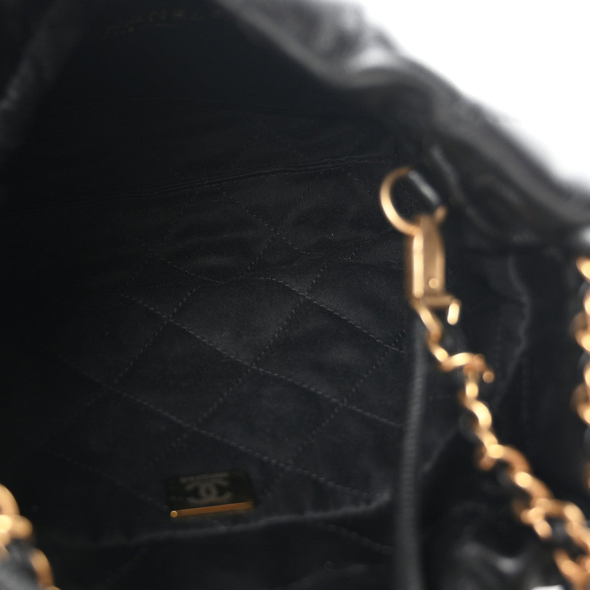 Shiny Calfskin Quilted Mini Chanel 22 Black