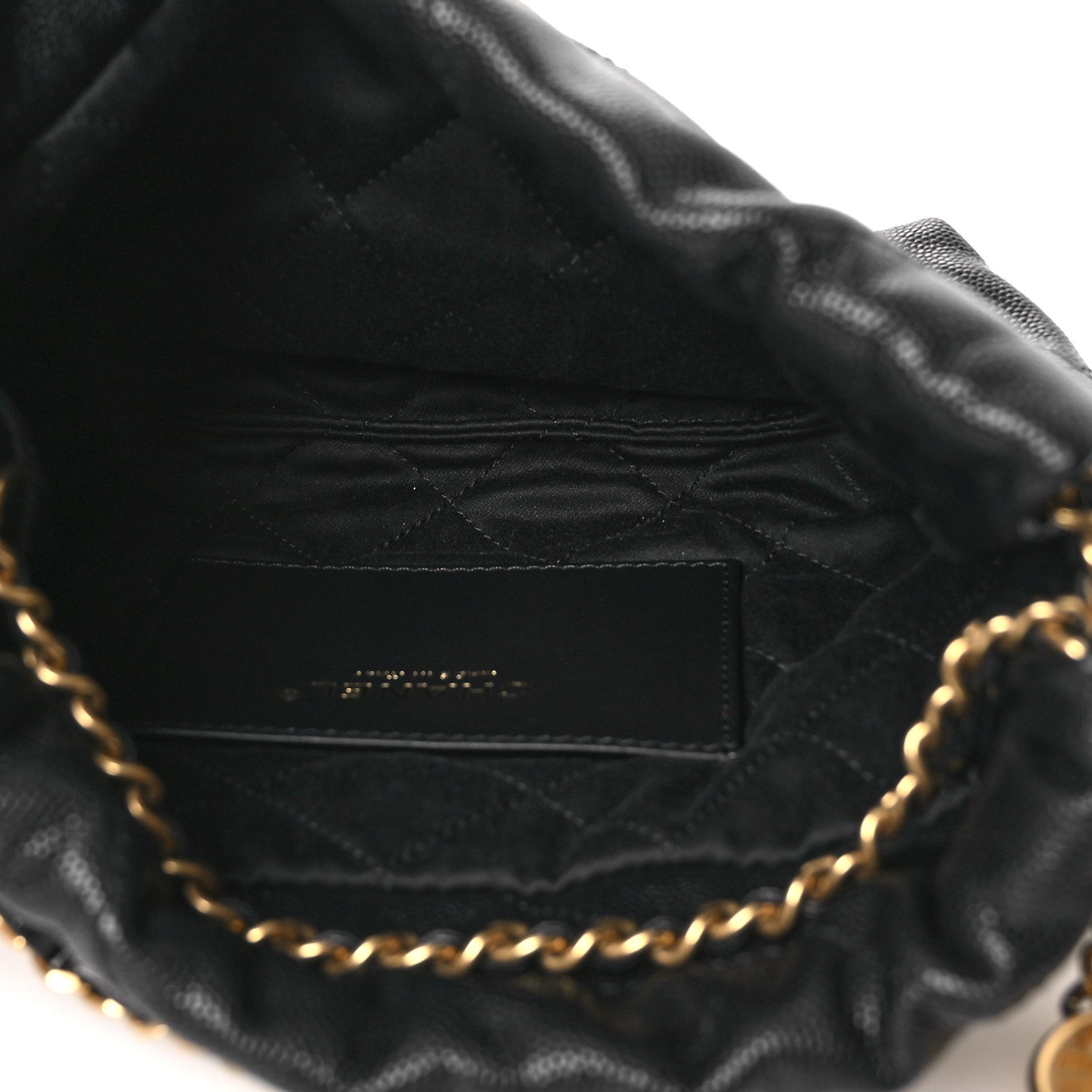 Shiny Caviar Quilted Mini Chanel 22 Black