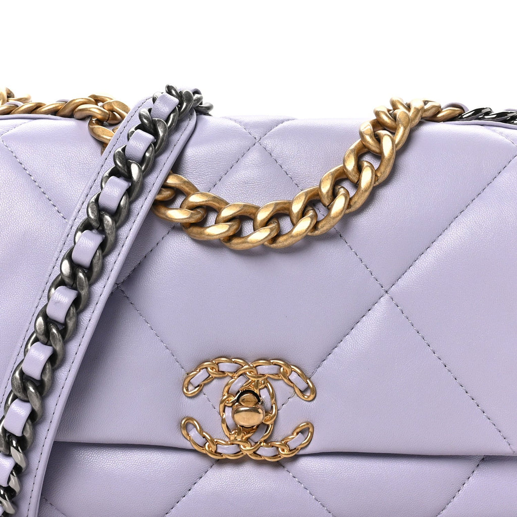 Lambskin Quilted Medium Chanel 19 Flap Light Purple