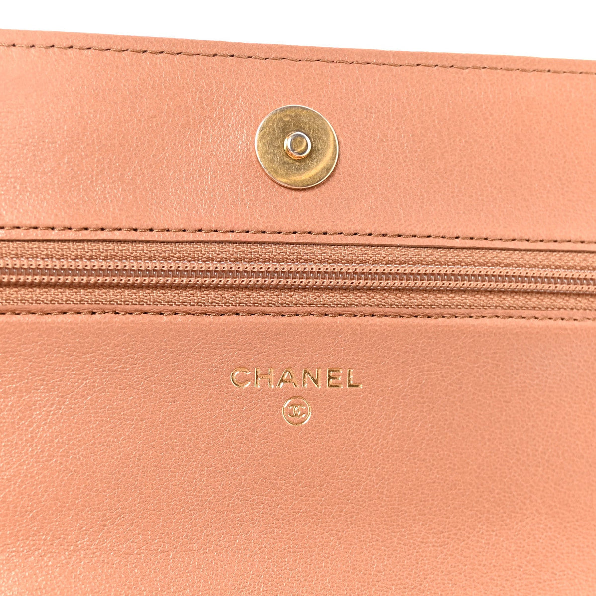 Lambskin Quilted Chanel 19 Wallet On Chain WOC Brown