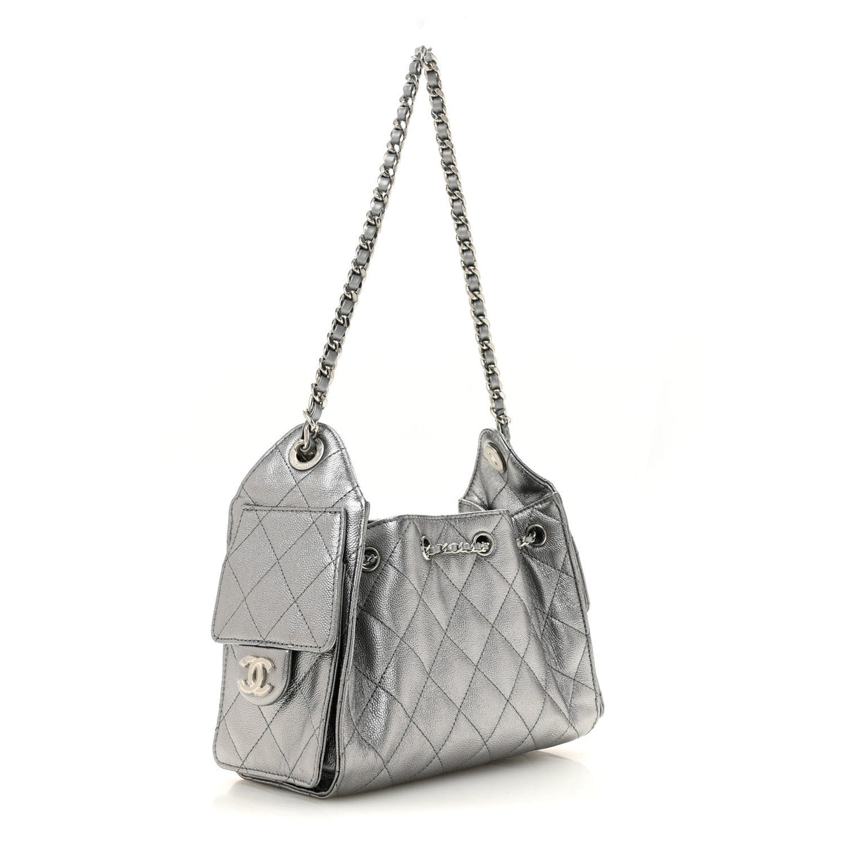 Metallic Caviar Quilted Mini Chanel 25 Handbag Anthracite