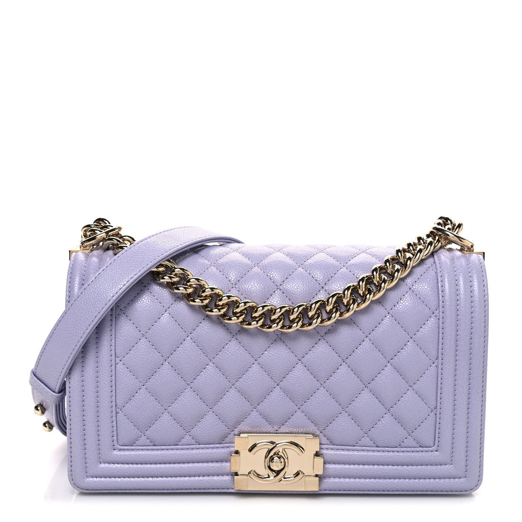 Caviar Quilted Medium Boy Flap Light Purple