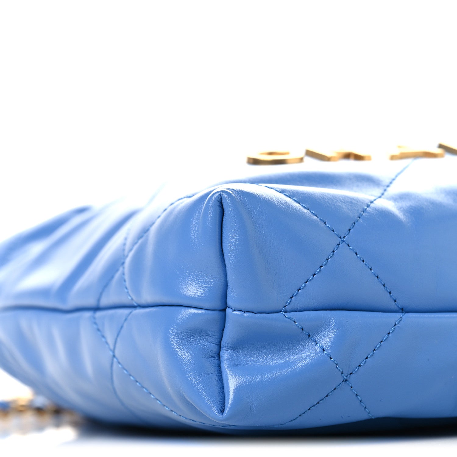 Shiny Calfskin Quilted Mini Chanel 22 Blue