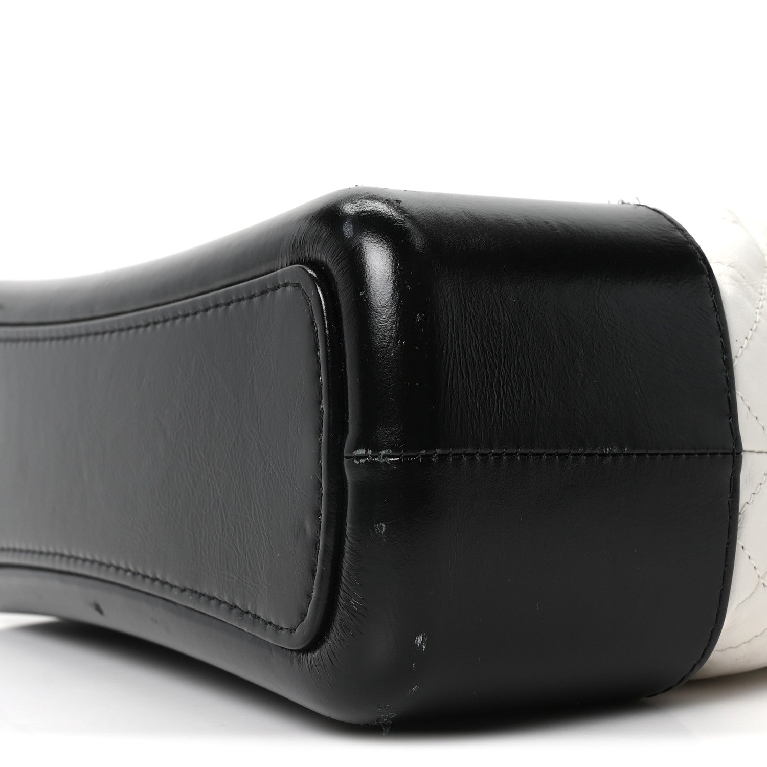 Aged Calfskin Quilted Medium Gabrielle Hobo Black White