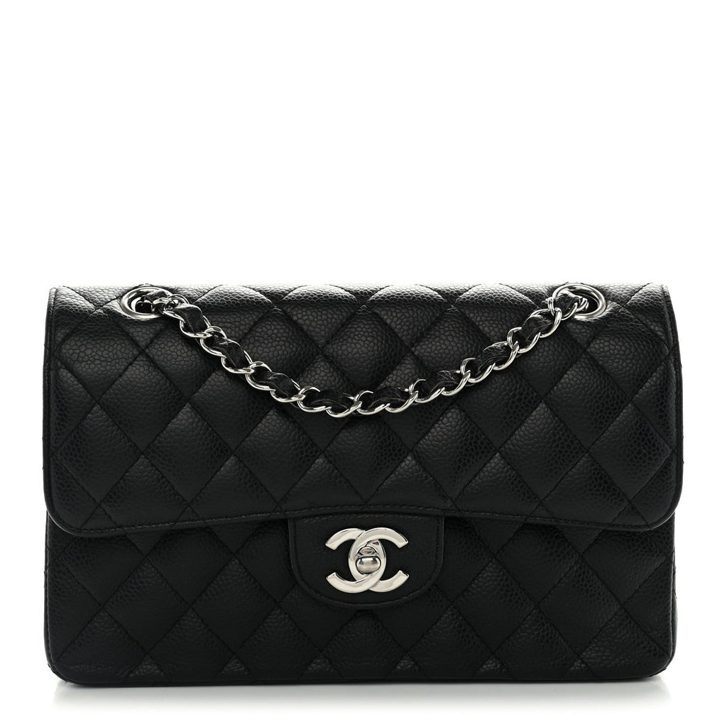 Caviar Quilted Small Double Flap Black