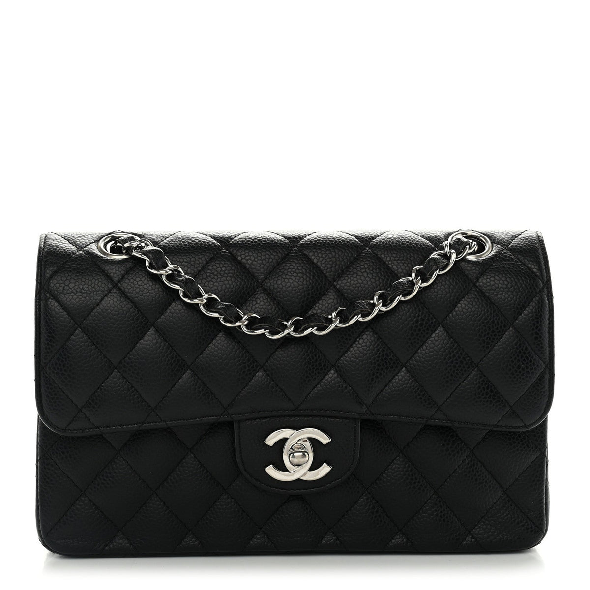 Caviar Quilted Small Double Flap Black