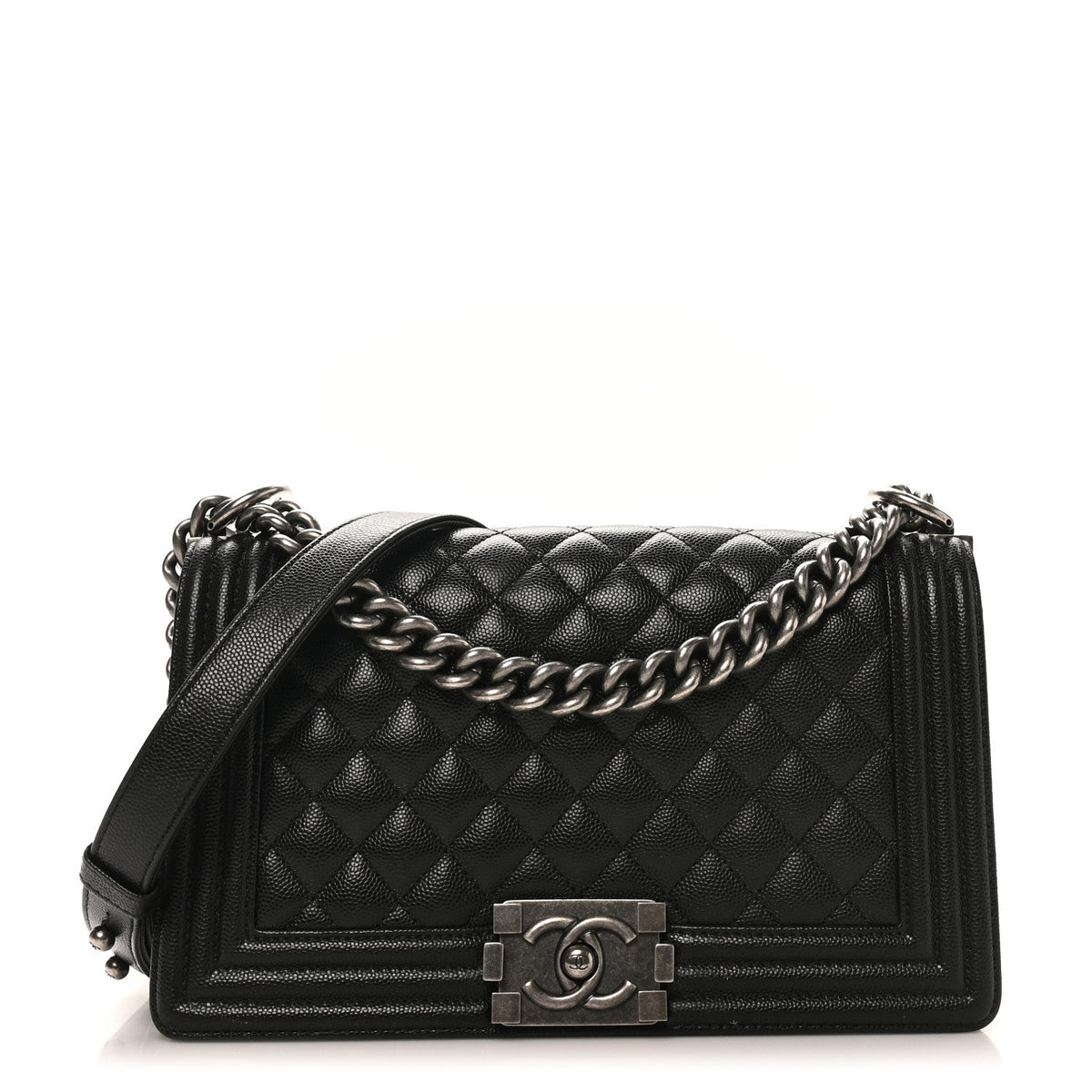 Caviar Quilted Medium Boy Flap Black
