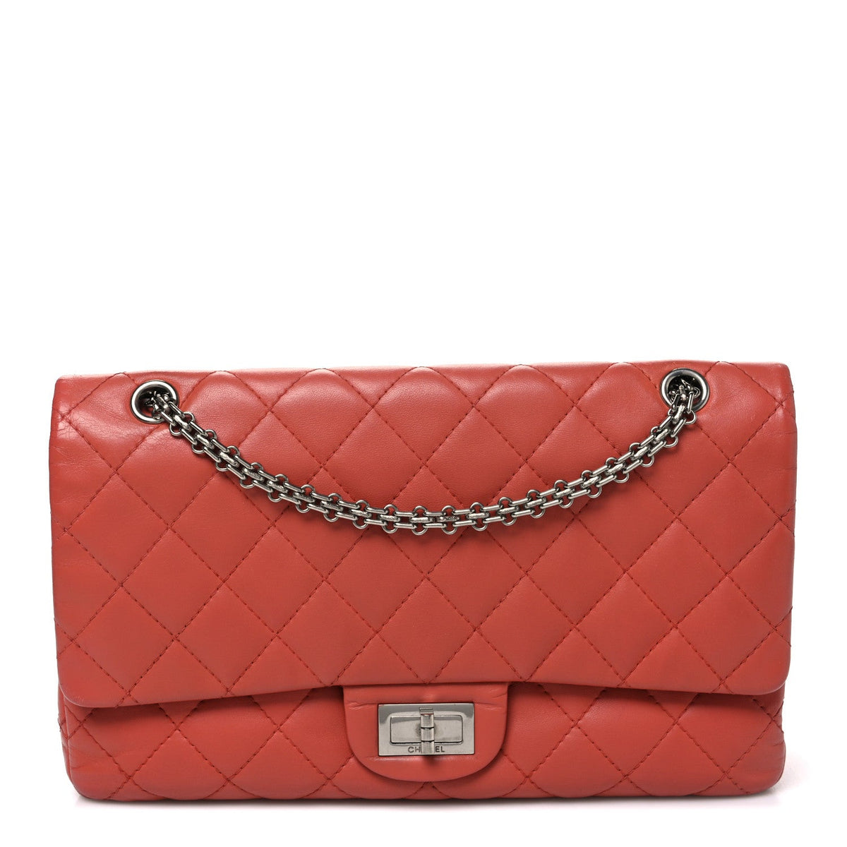 Aged Calfskin Quilted 2.55 Reissue 227 Flap Orange
