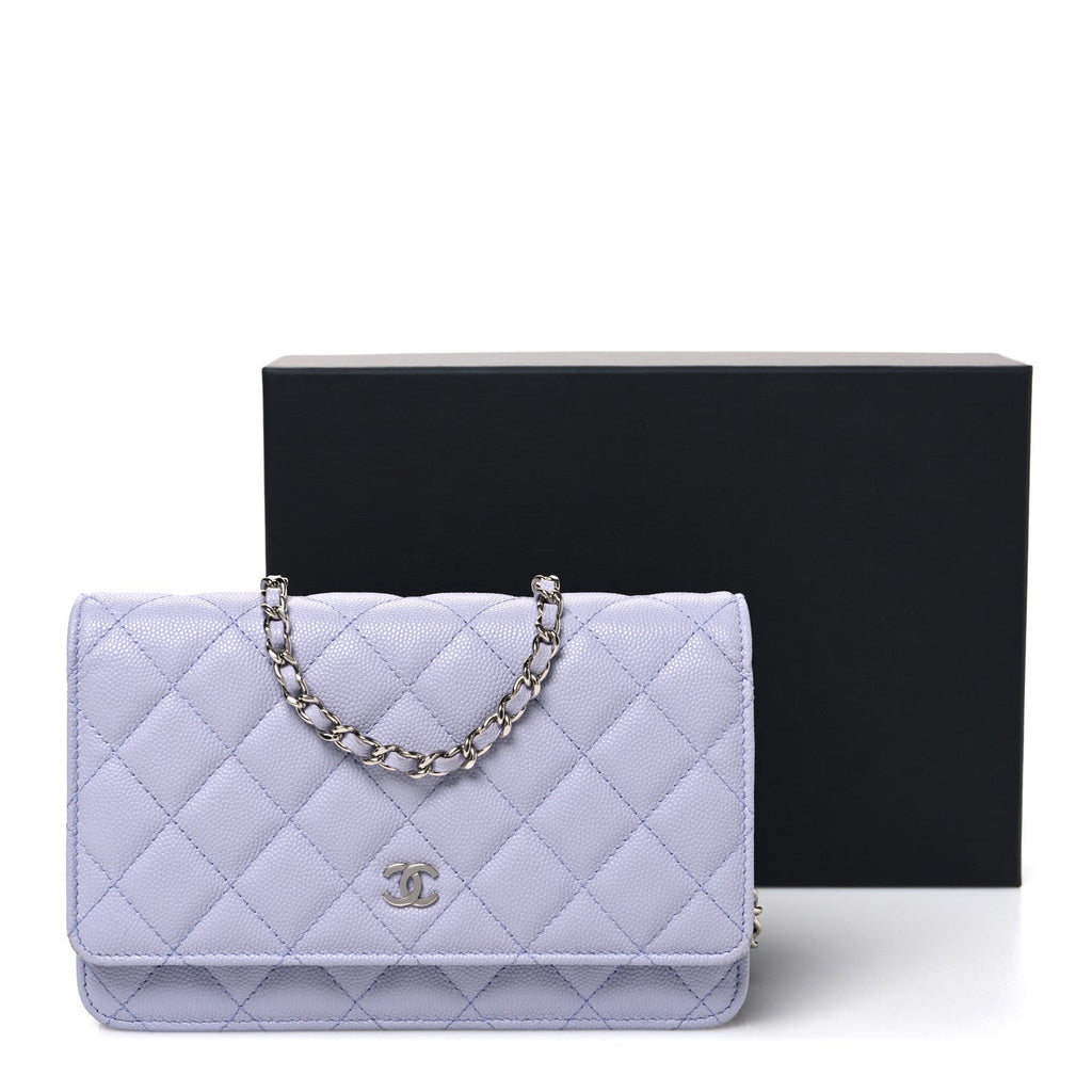 Caviar Quilted Wallet on Chain WOC Light Purple