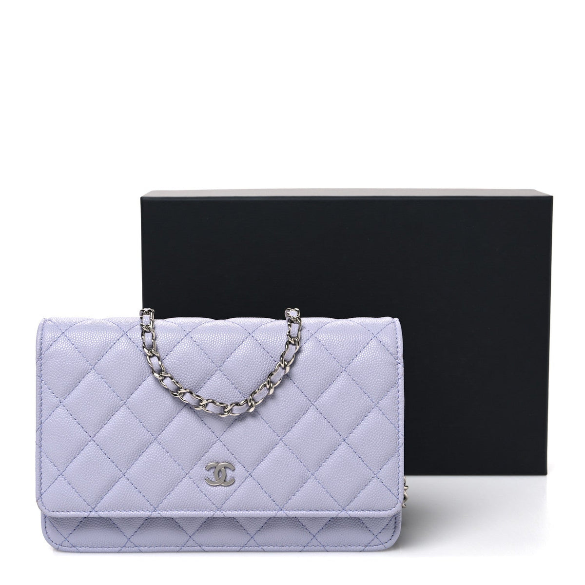 Caviar Quilted Wallet on Chain WOC Light Purple