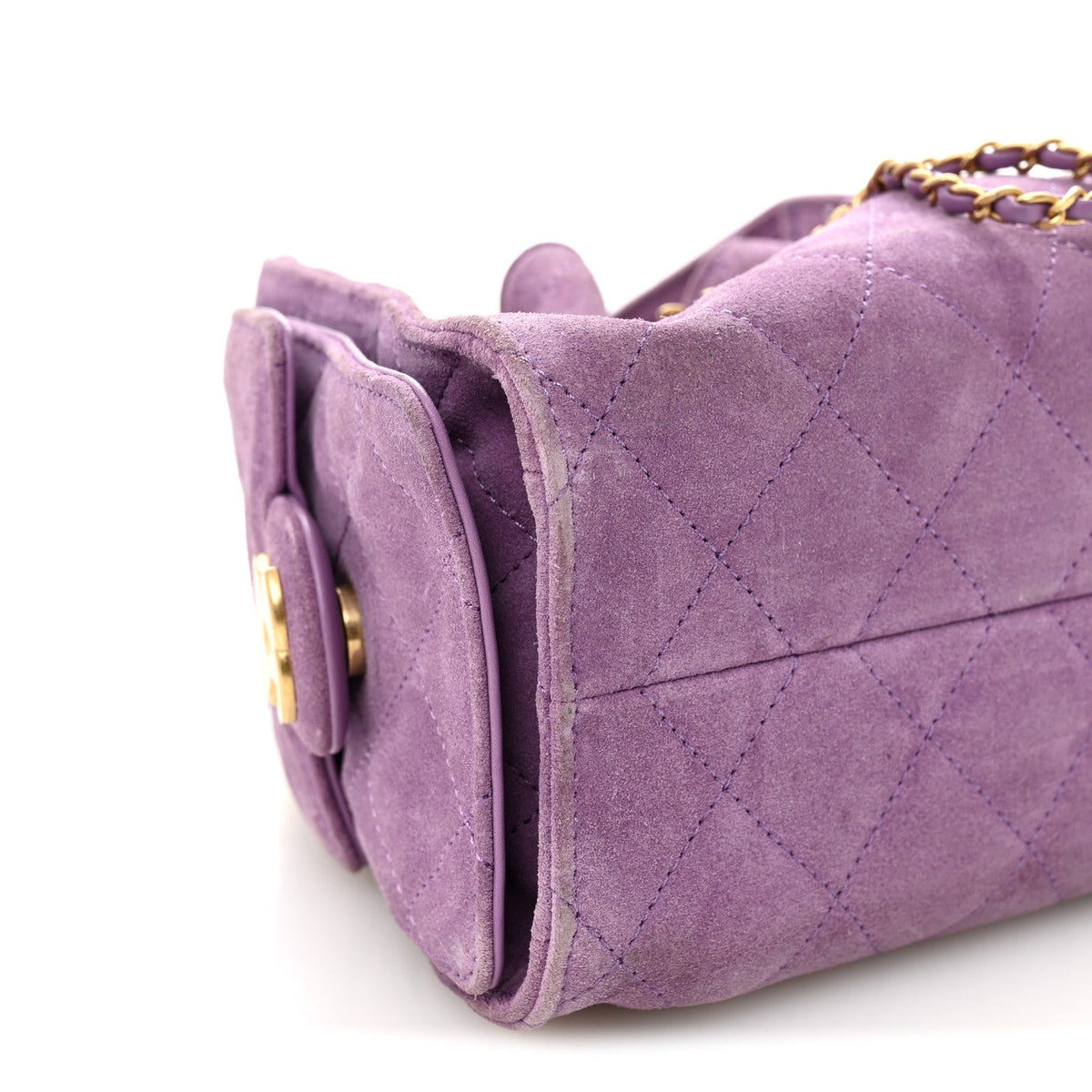 Suede Quilted Mini Chanel 25 Handbag Purple
