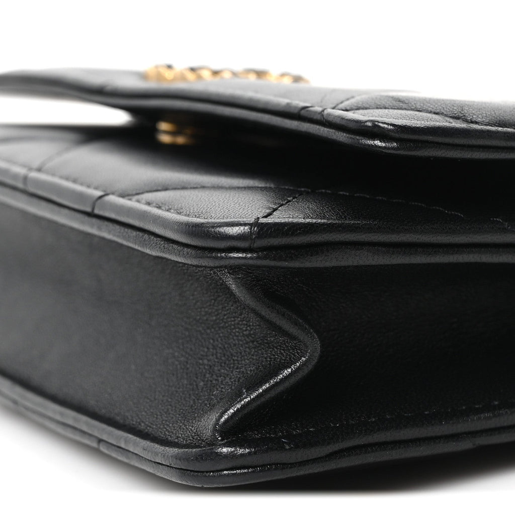 Lambskin Quilted Chanel 19 Wallet On Chain WOC Black