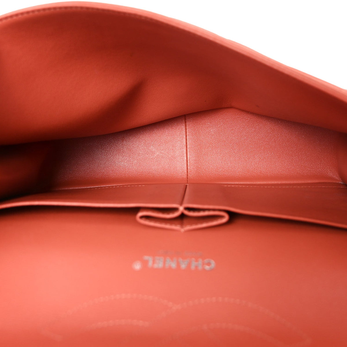 Lambskin Quilted Jumbo Double Flap Orange
