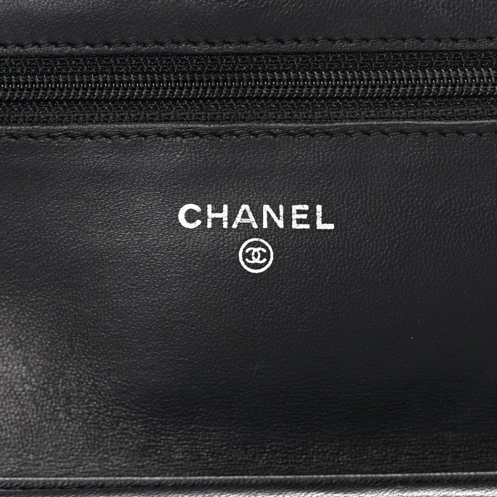 Lambskin Quilted Wallet On Chain WOC Black