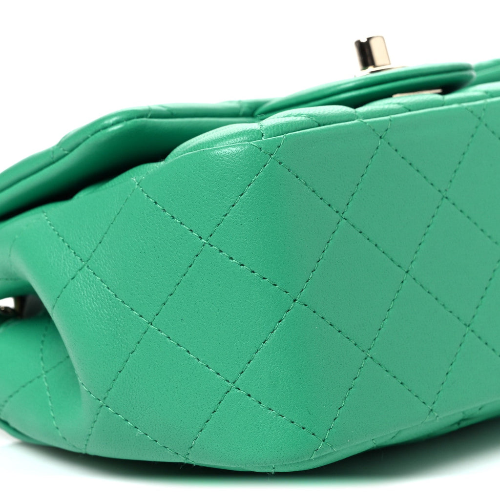 Lambskin Quilted Mini Square Flap Green