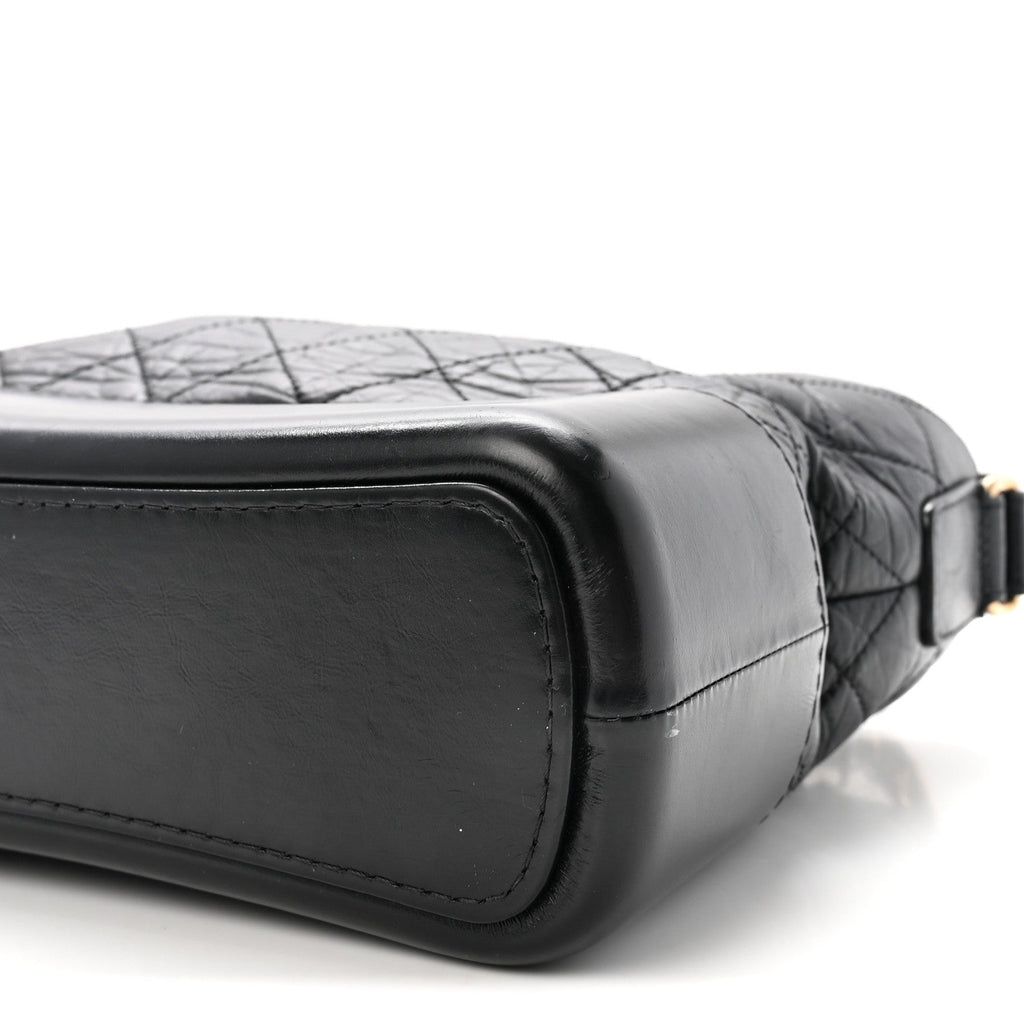 Aged Calfskin Quilted New Medium Gabrielle Hobo Black