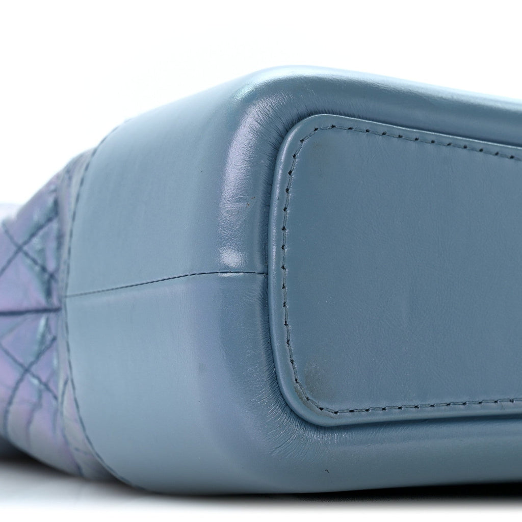 Iridescent Aged Calfskin Quilted Medium Gabrielle Hobo Blue