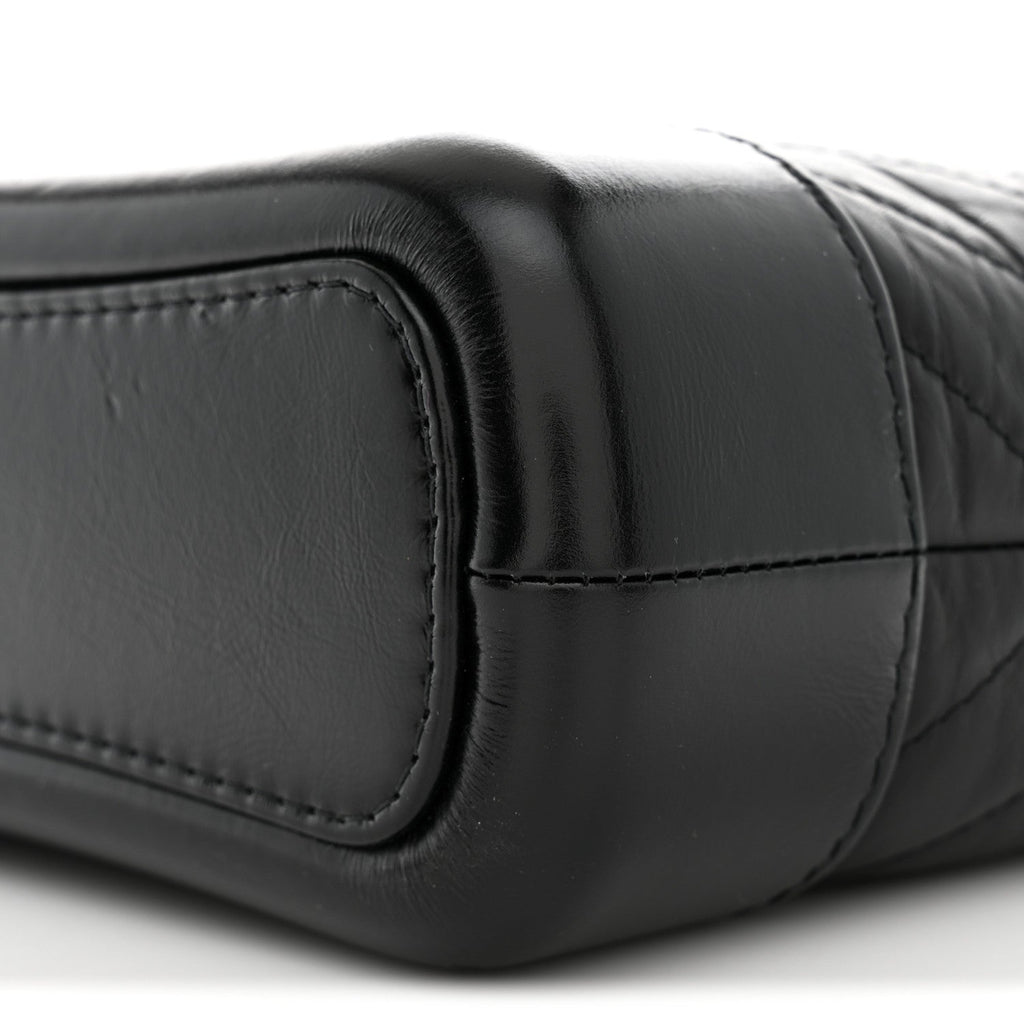 Aged Calfskin Chevron Quilted Small Gabrielle Hobo  Black