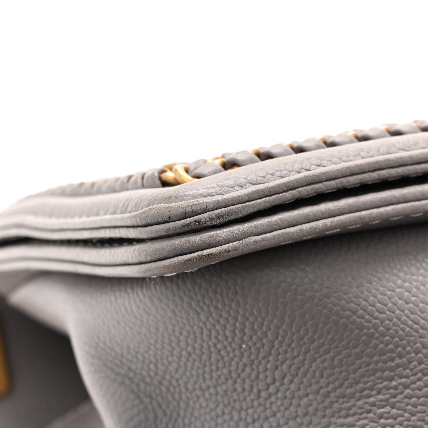 Caviar Quilted Chain Around Medium Boy Flap Grey
