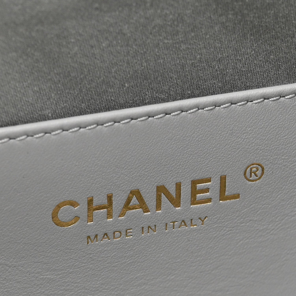 Metallic Aged Calfskin Quilted Mini Chanel 25 Handbag Silver