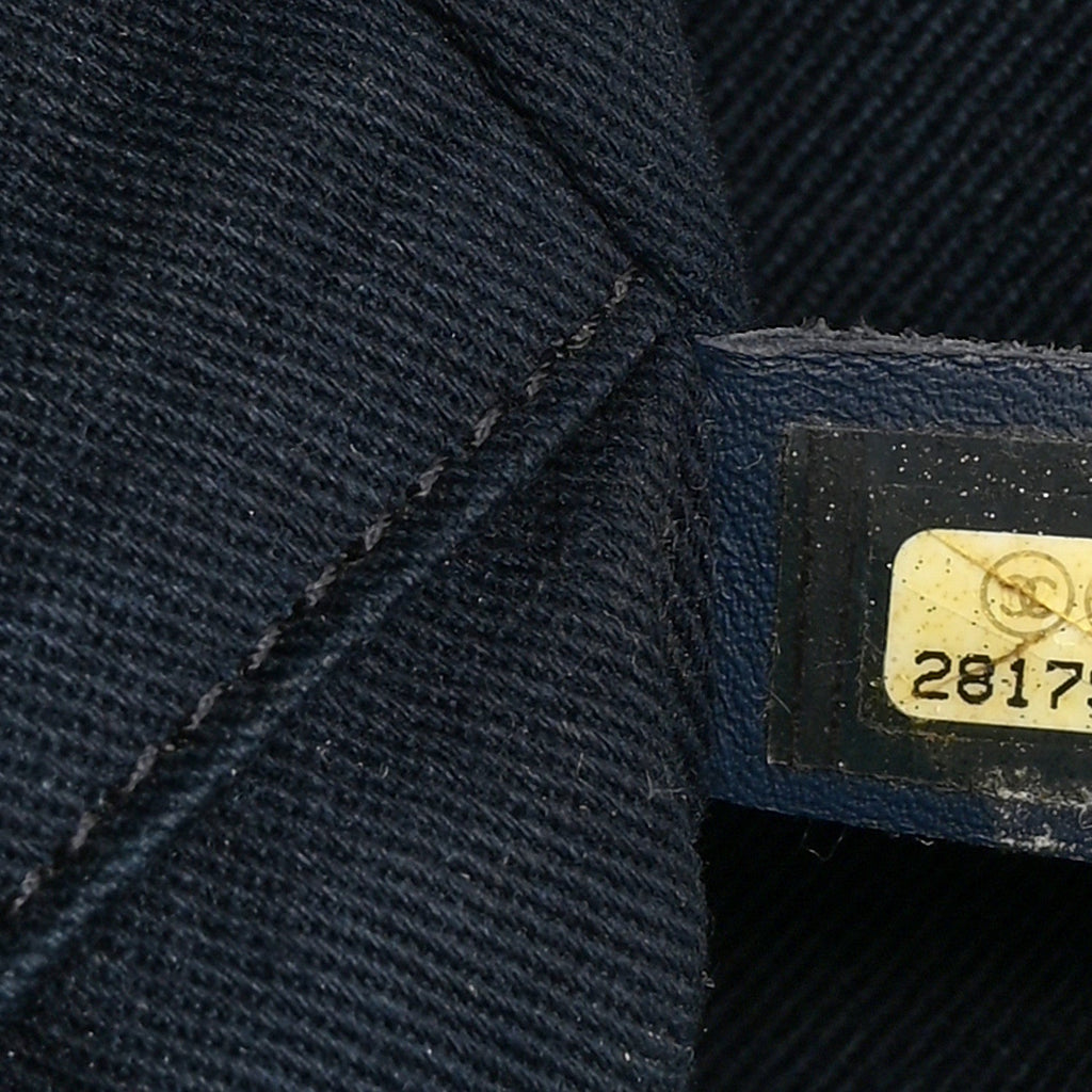 Lurex Canvas Small Deauville Tote Navy Blue Gold
