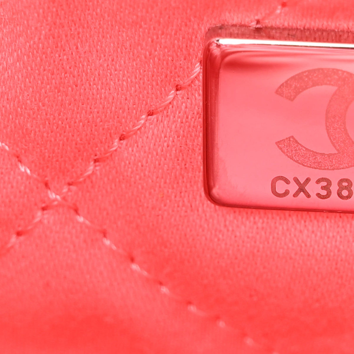 Shiny Calfskin Quilted Rainbow Metal Mini Chanel 22 Coral Pink