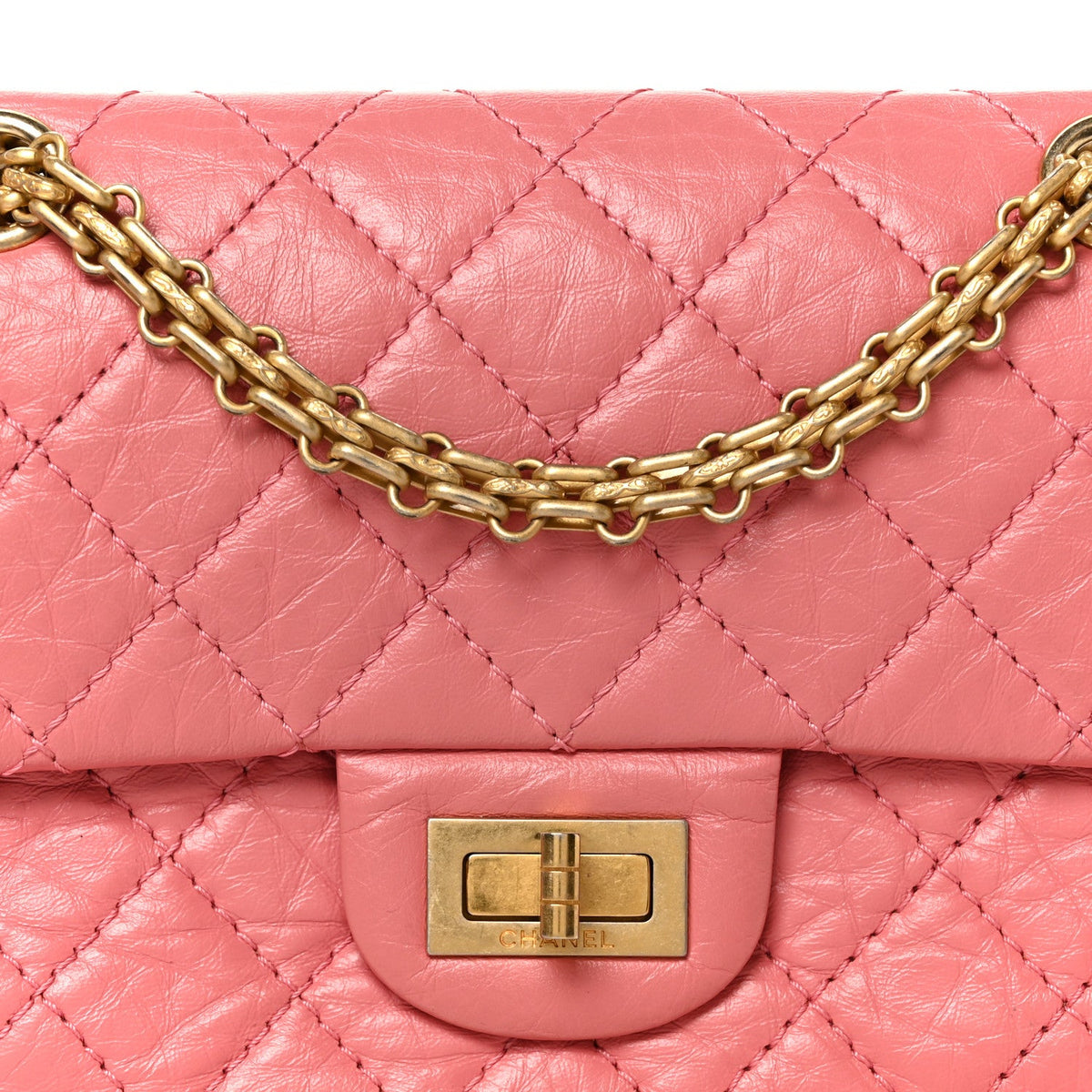 Aged Calfskin Quilted 2.55 Reissue Mini Flap Pink