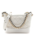 Aged Calfskin Quilted Small Gabrielle Hobo White