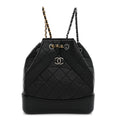 Aged Calfskin Quilted Small Gabrielle Backpack Black