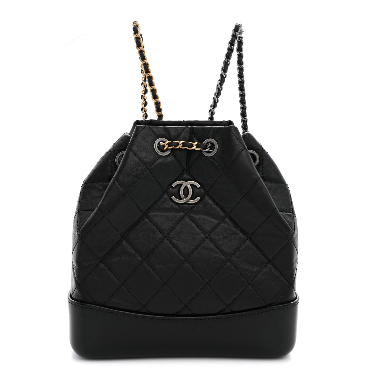 Aged Calfskin Quilted Small Gabrielle Backpack Black