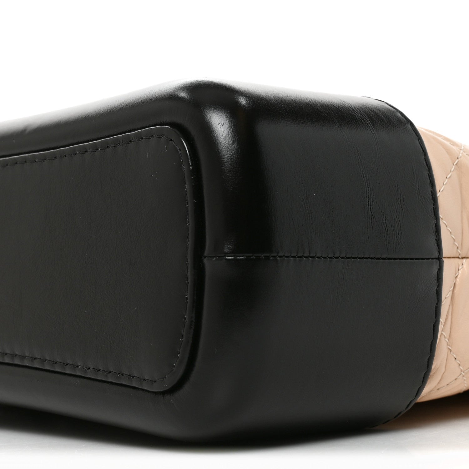Aged Calfskin Quilted Medium Gabrielle Hobo Beige Black