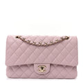 Caviar Quilted Medium Double Flap Light Pink
