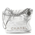 Metallic Lambskin Quilted Mini Chanel 22 Silvery