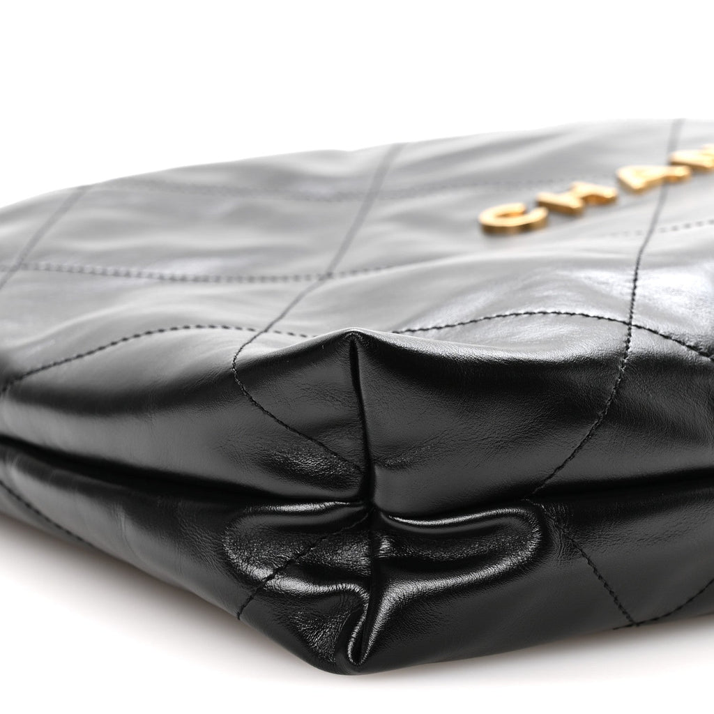Shiny Calfskin Quilted Small Chanel 22 Black