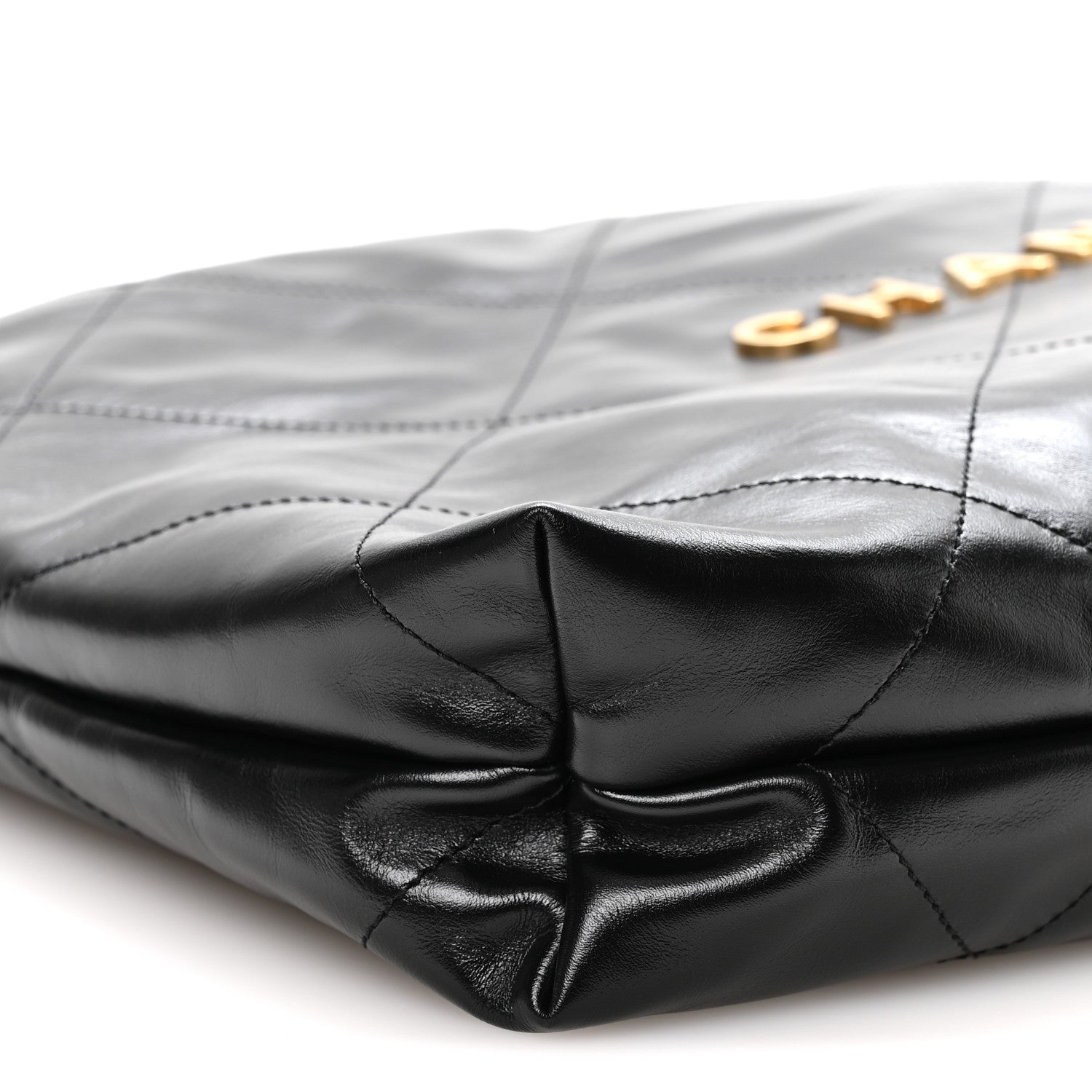 Shiny Calfskin Quilted Small Chanel 22 Black