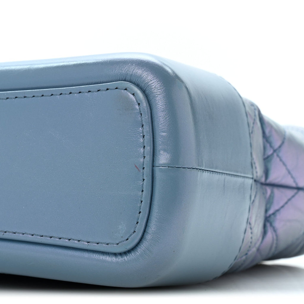 Iridescent Aged Calfskin Quilted Medium Gabrielle Hobo Blue