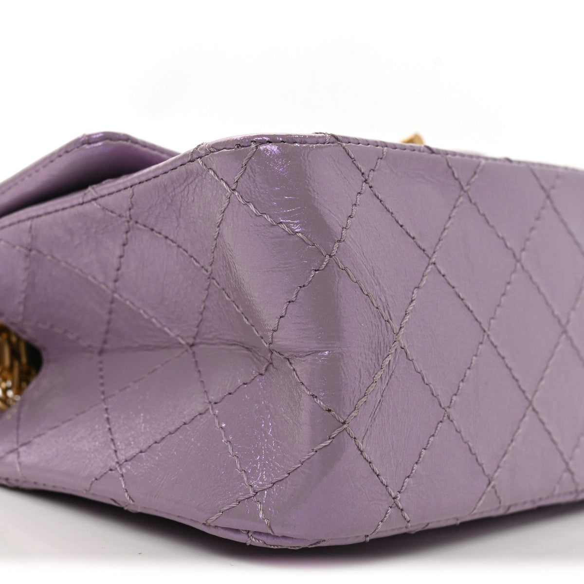Glittered Aged Calfskin Quilted Mini 2.55 Reissue Flap Lilac