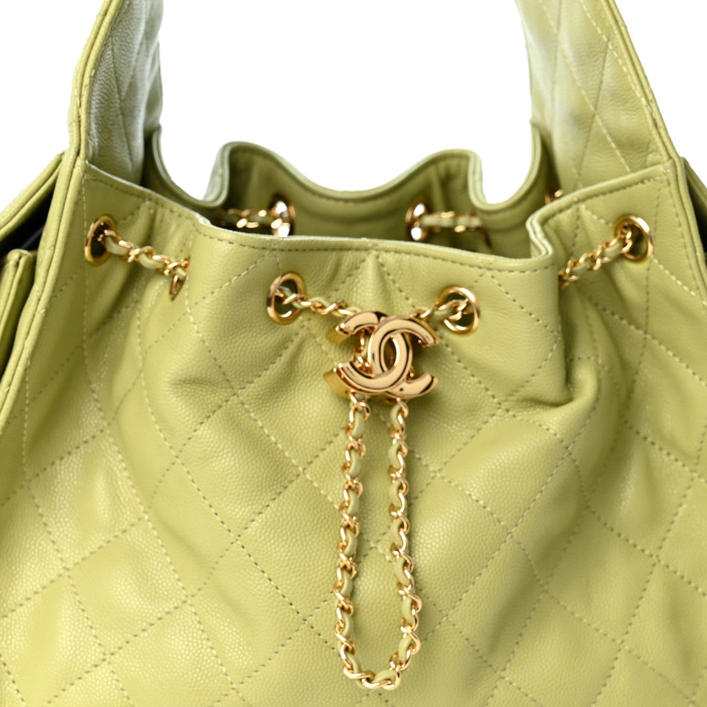 Caviar Quilted Small Chanel 25 Handbag Green