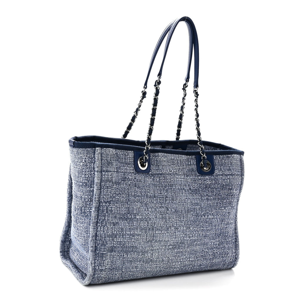 Woven Straw Raffia Small Deauville Tote Blue