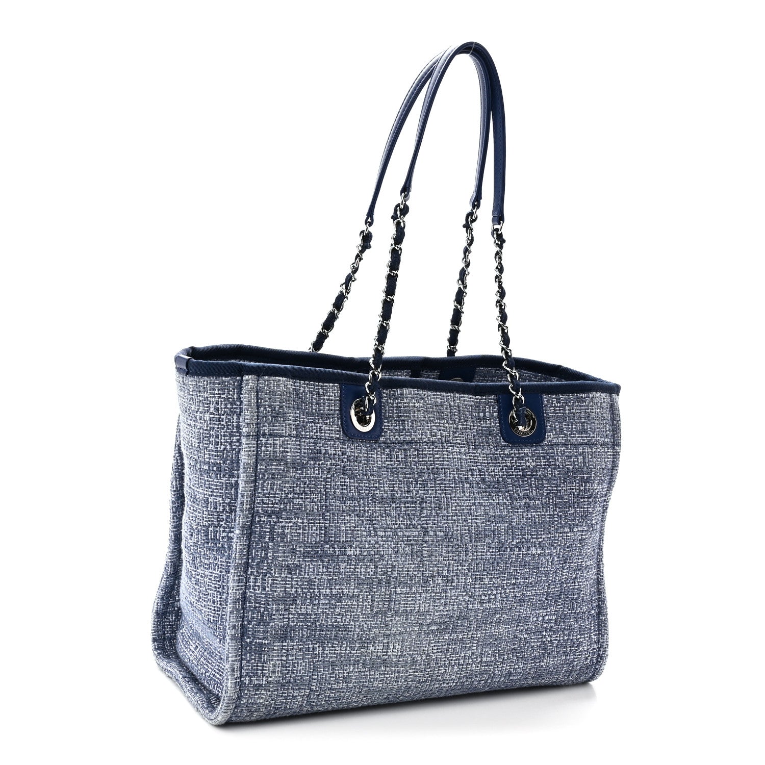 Woven Straw Raffia Small Deauville Tote Blue