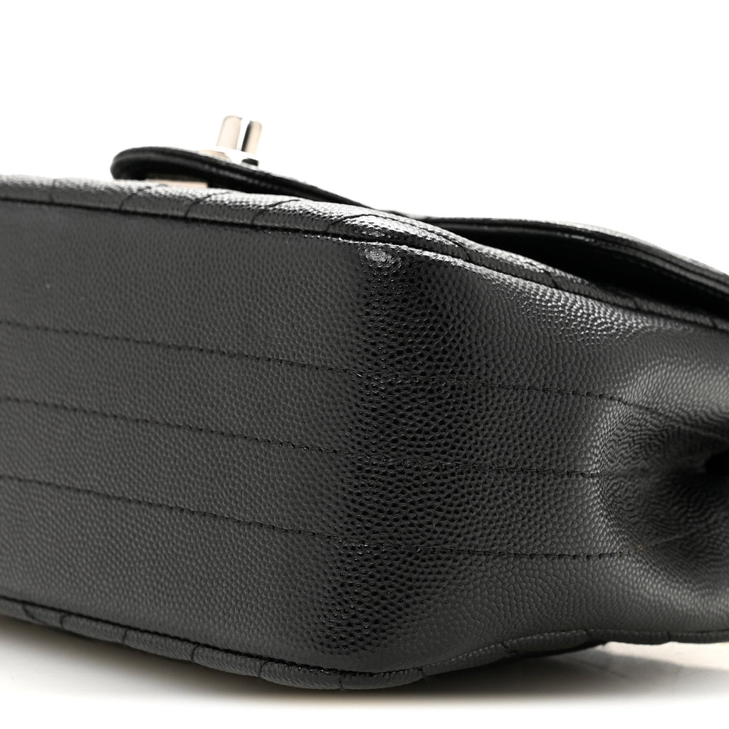 Caviar Chevron Quilted Mini Square Flap Black