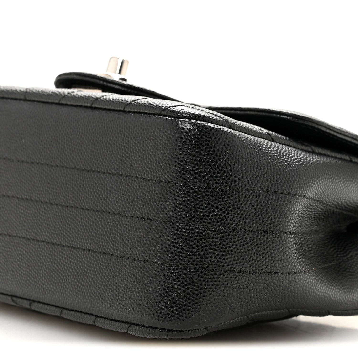 Caviar Chevron Quilted Mini Square Flap Black