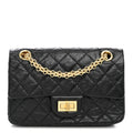 Aged Calfskin Quilted 2.55 Reissue Mini Flap Black