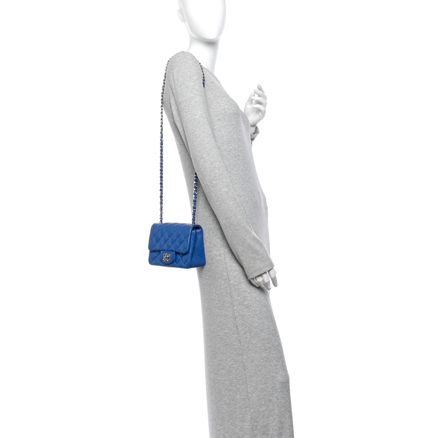 Lambskin Quilted Mini Square Flap Blue